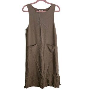 Talbots NWT Vintage Tan Linen Blend Sleeveless Lagonlook Midi Dress Size 6p